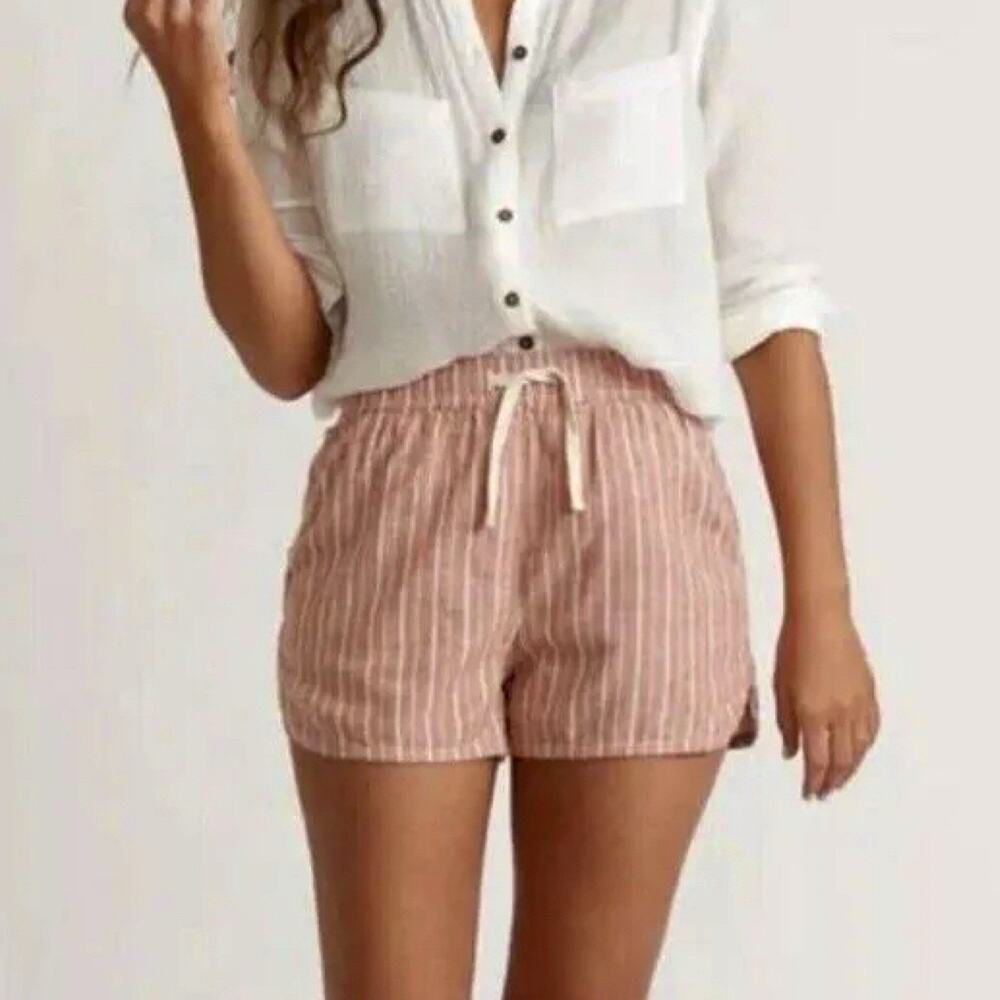 Marine Layer XL Womens Drawstring Pink Striped Elastic Waist Beach Shorts
